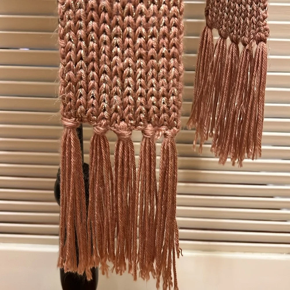 Rose Gold Scarf with Fringe, GUC